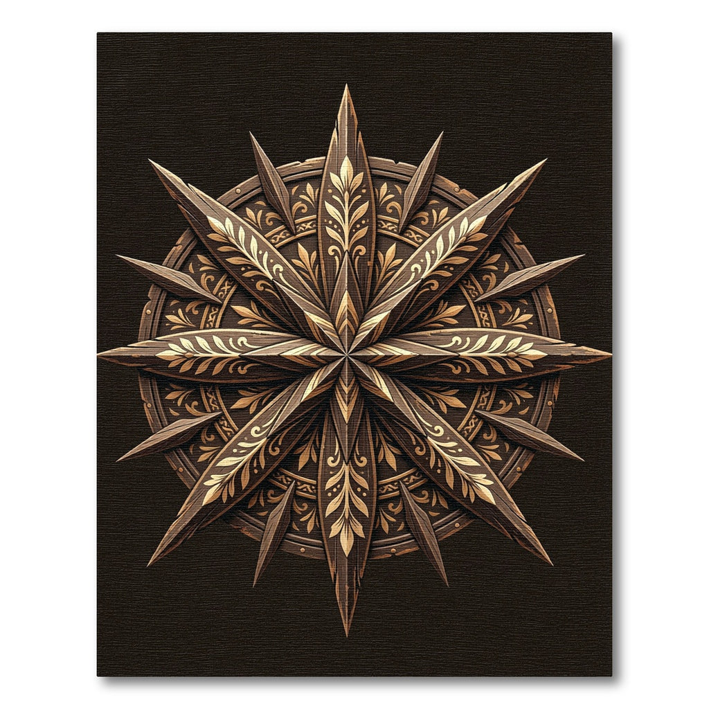 Gilded Ebony Star Compass Ornament Rug