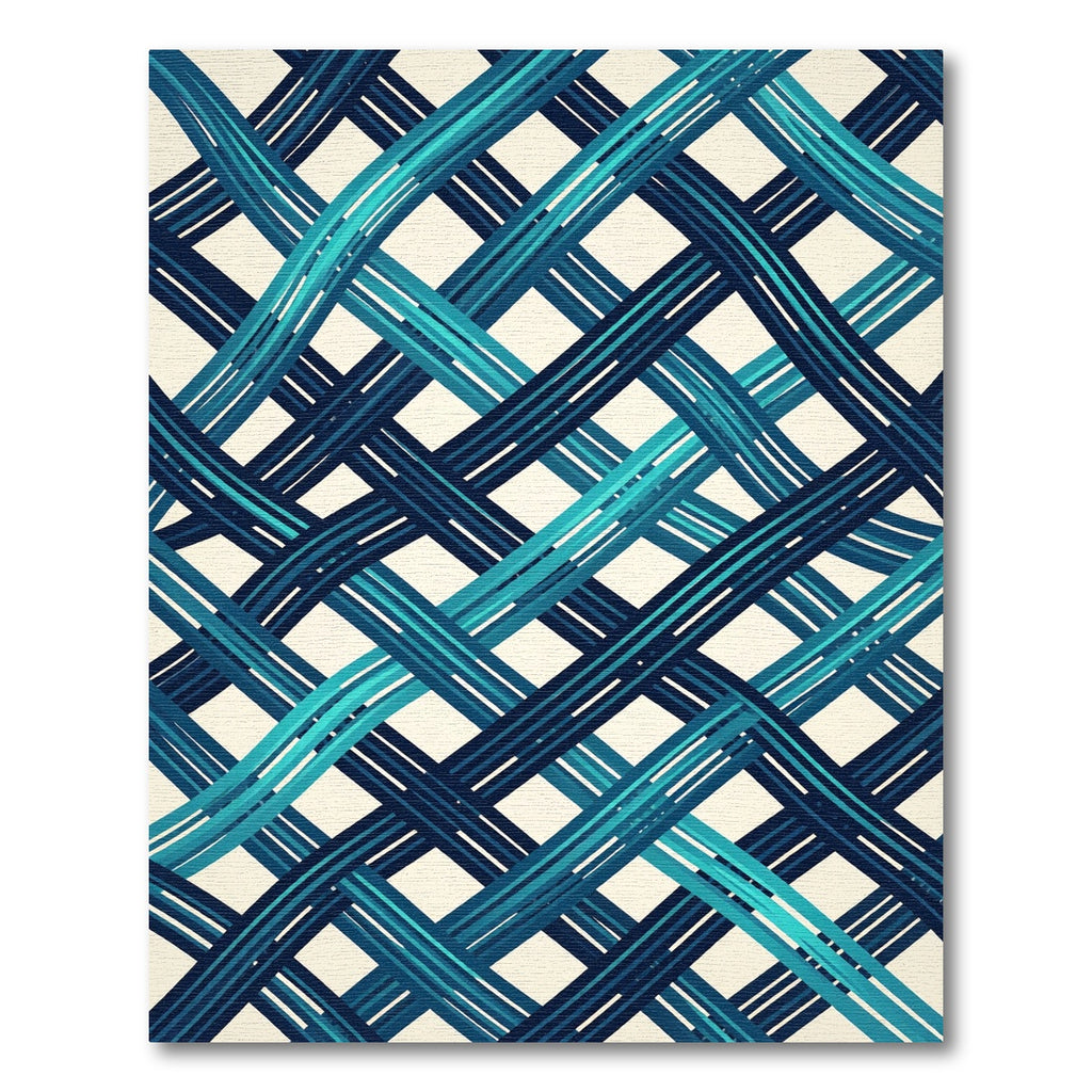 Modern Teal and Navy Woven Lattice Rug