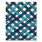 Modern Teal and Navy Woven Lattice Rug