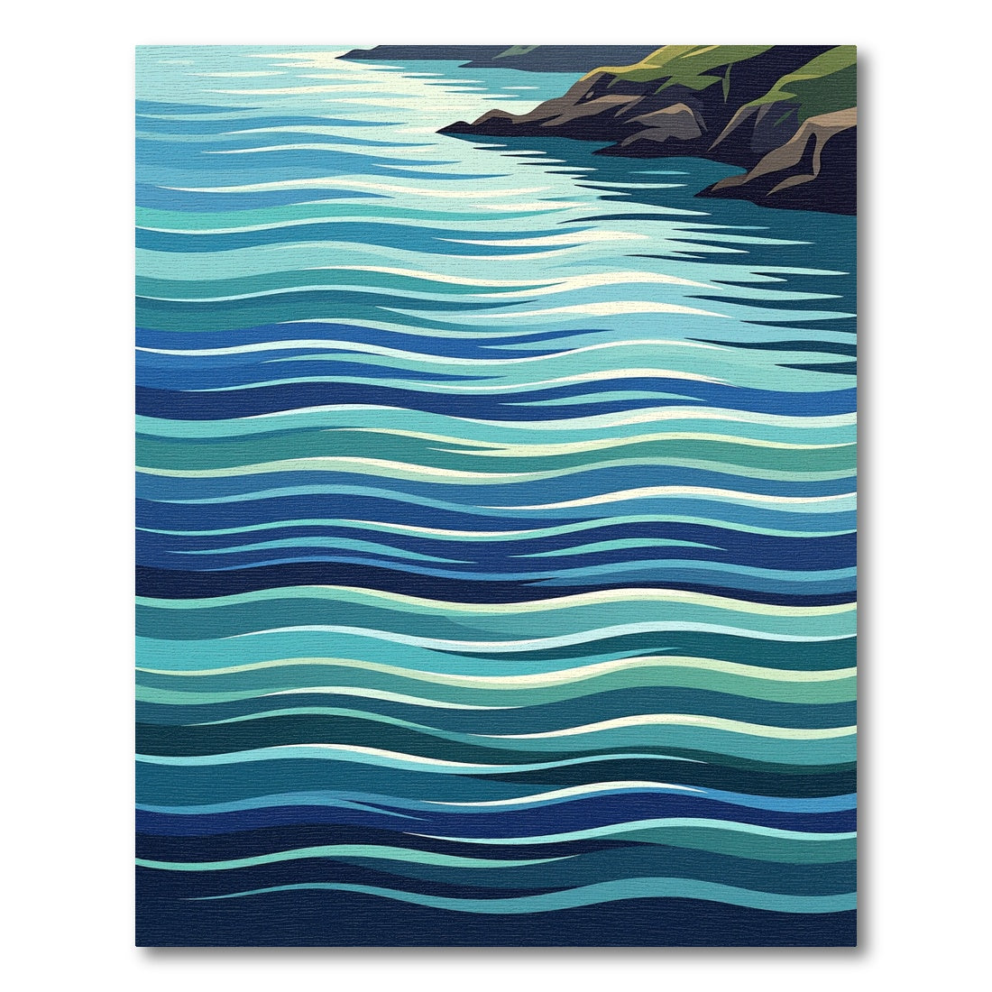Coastal Blue Wave Horizon Rug