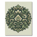 Elegant Sage Floral Damask Medallion Rug