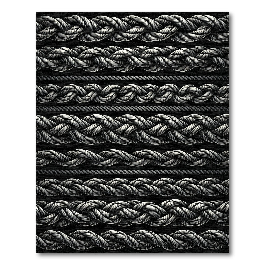 Silver Braided Rope Stripes Rug