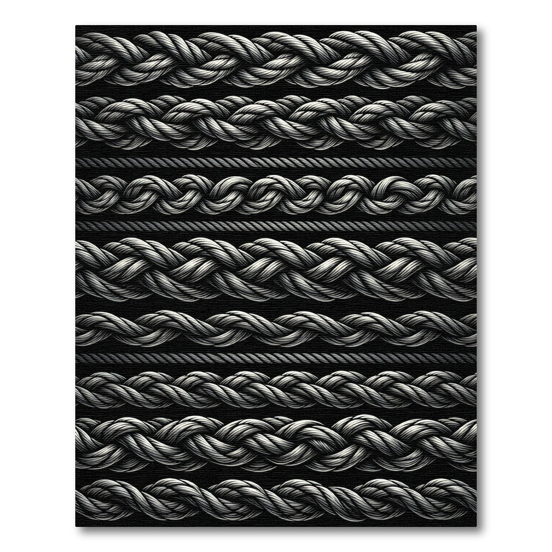 Silver Braided Rope Stripes Rug