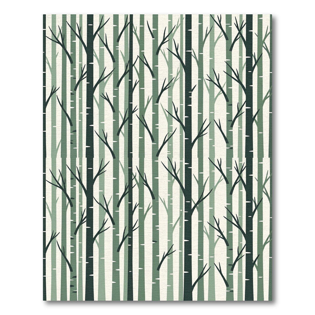 Sage Forest Birch Tree Woodland Rug