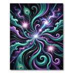 Celestial Peacock Feather Teal Purple Swirl Rug