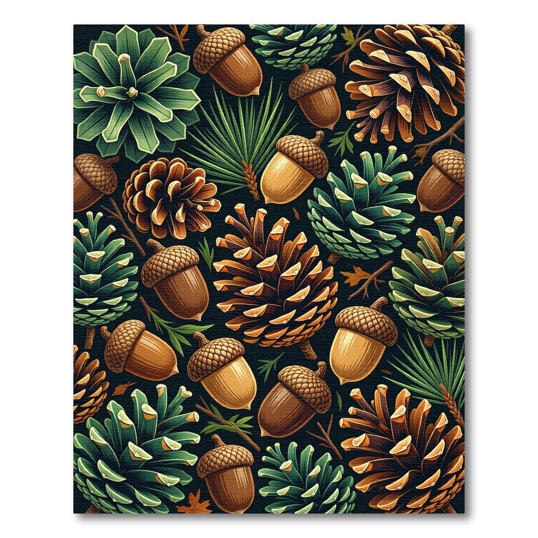 Forest Acorn and Pinecone Botanical Rug