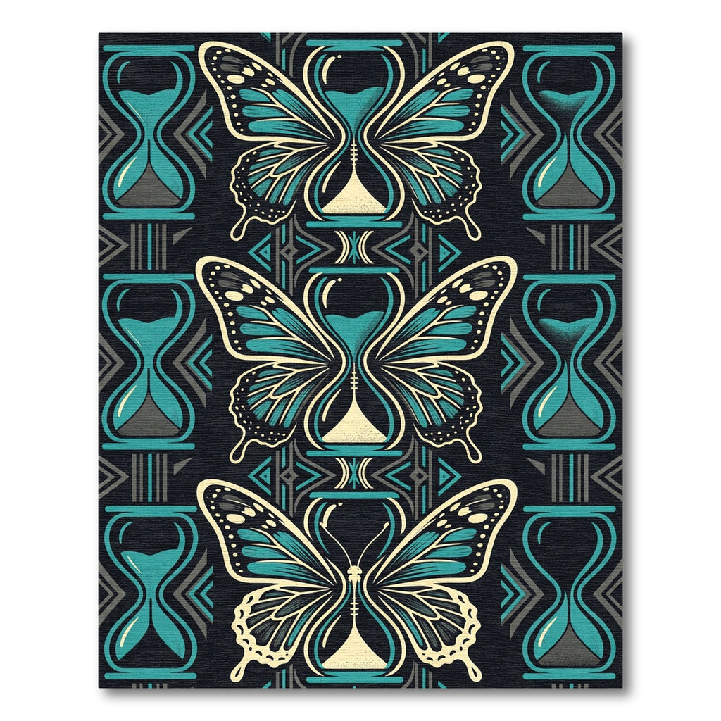 Teal and Navy Butterfly Hourglass Art Rug