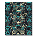 Teal and Navy Butterfly Hourglass Art Rug