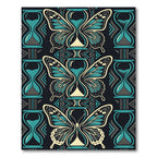 Teal and Navy Butterfly Hourglass Art Rug