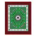 Green Red Buffalo Check Snowflake Rug
