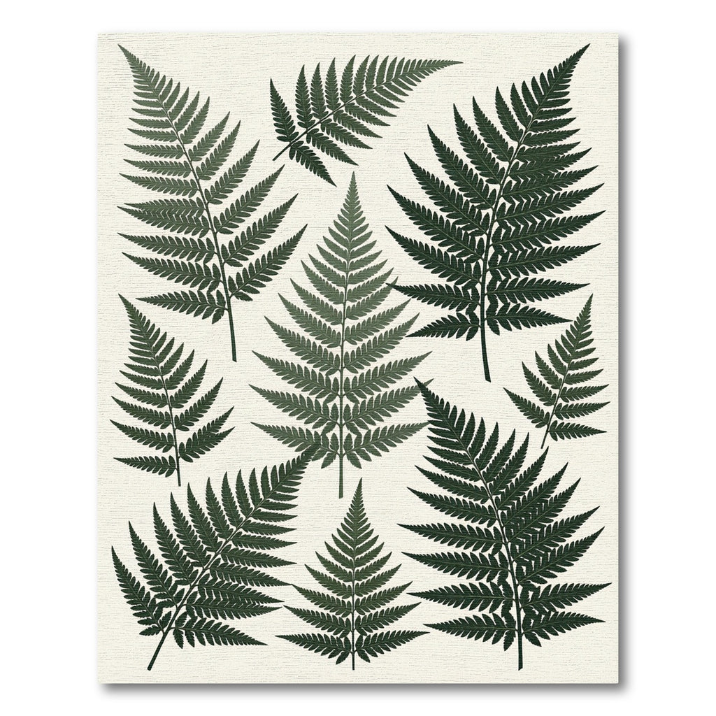 Dark Green Fern Frond Collage Rug