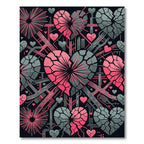 Pink Gray Broken Heart Abstract Rug