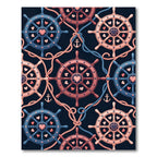 Nautical Wheel And Anchor Heart Rug