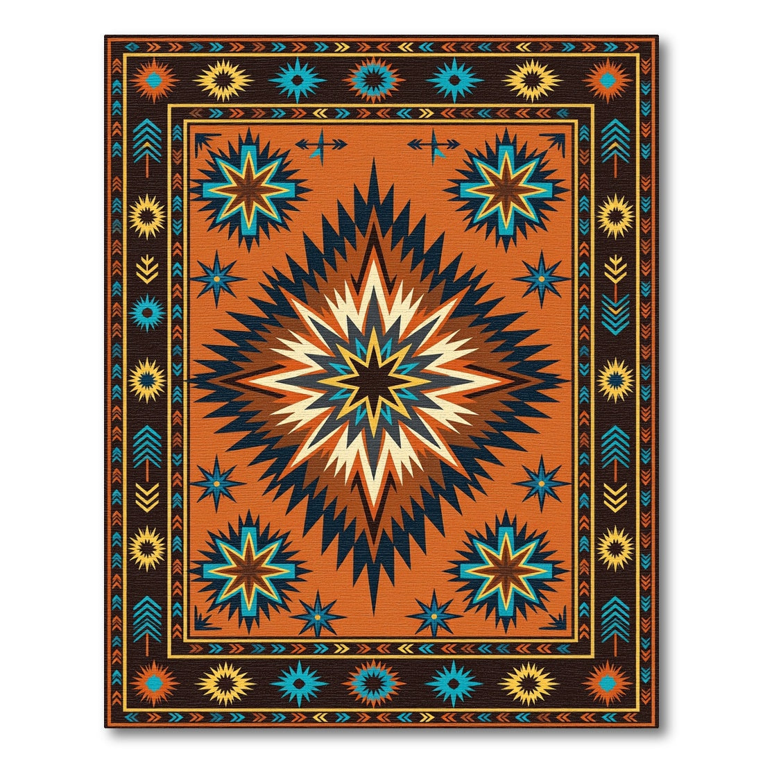 Earthy Southwestern Geometric Sunburst Rug