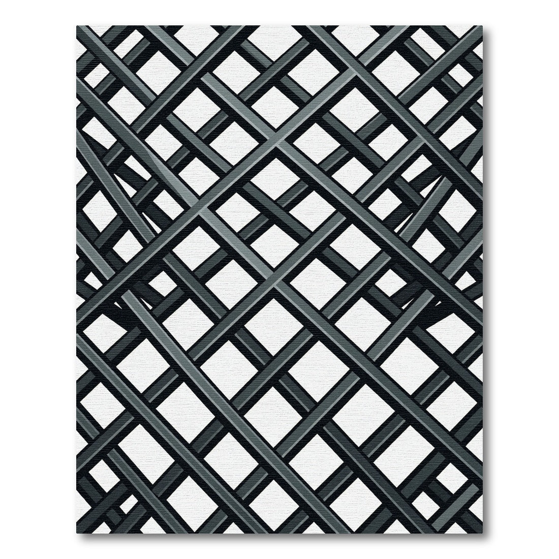 Monochrome Intersecting Diagonal Grid Rug
