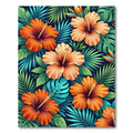 Vibrant Radiant Orange Tropical Hibiscus Rug
