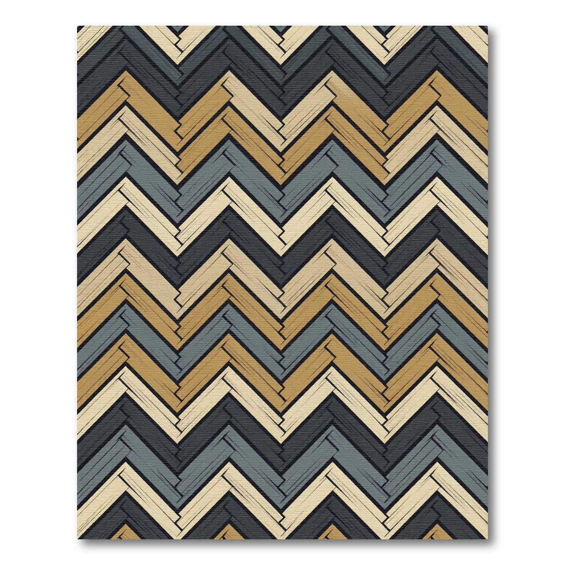 Earthy Herringbone Chevron Zigzag Texture Rug