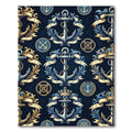 Nautical Anchor Laurel Wreath Emblem Rug