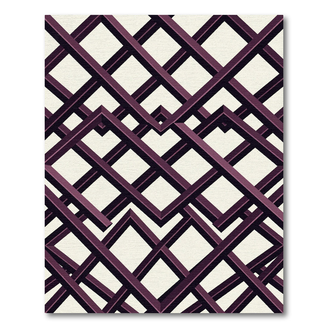 Geometric Plum Interlocking Grid Rug