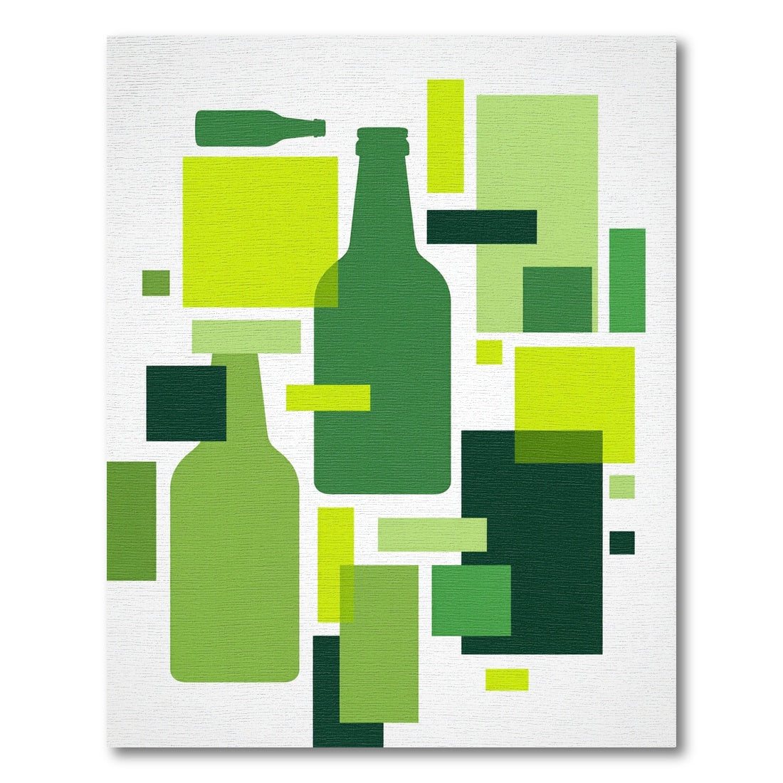 Abstract Geometric Green Bottle Composition Rug