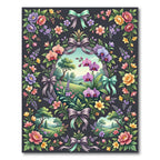 Ornate Orchid Meadow Botanical Frame Rug