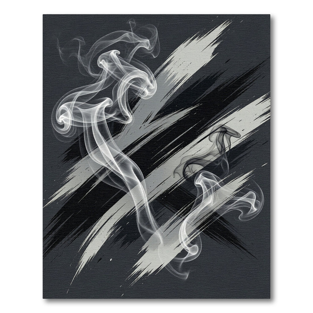 Monochrome Abstract Smoke Wave Rug