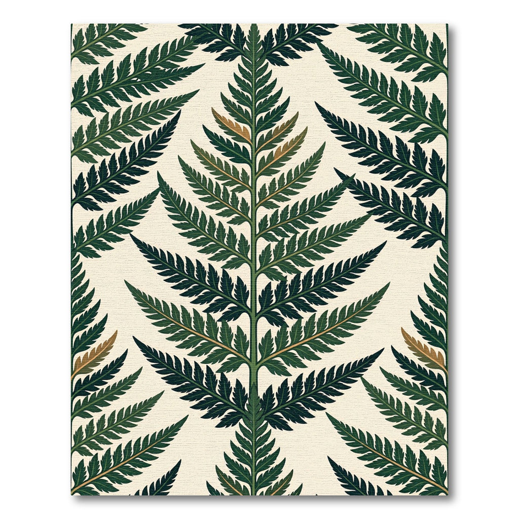 Green Fern Frond Repeating Art Rug