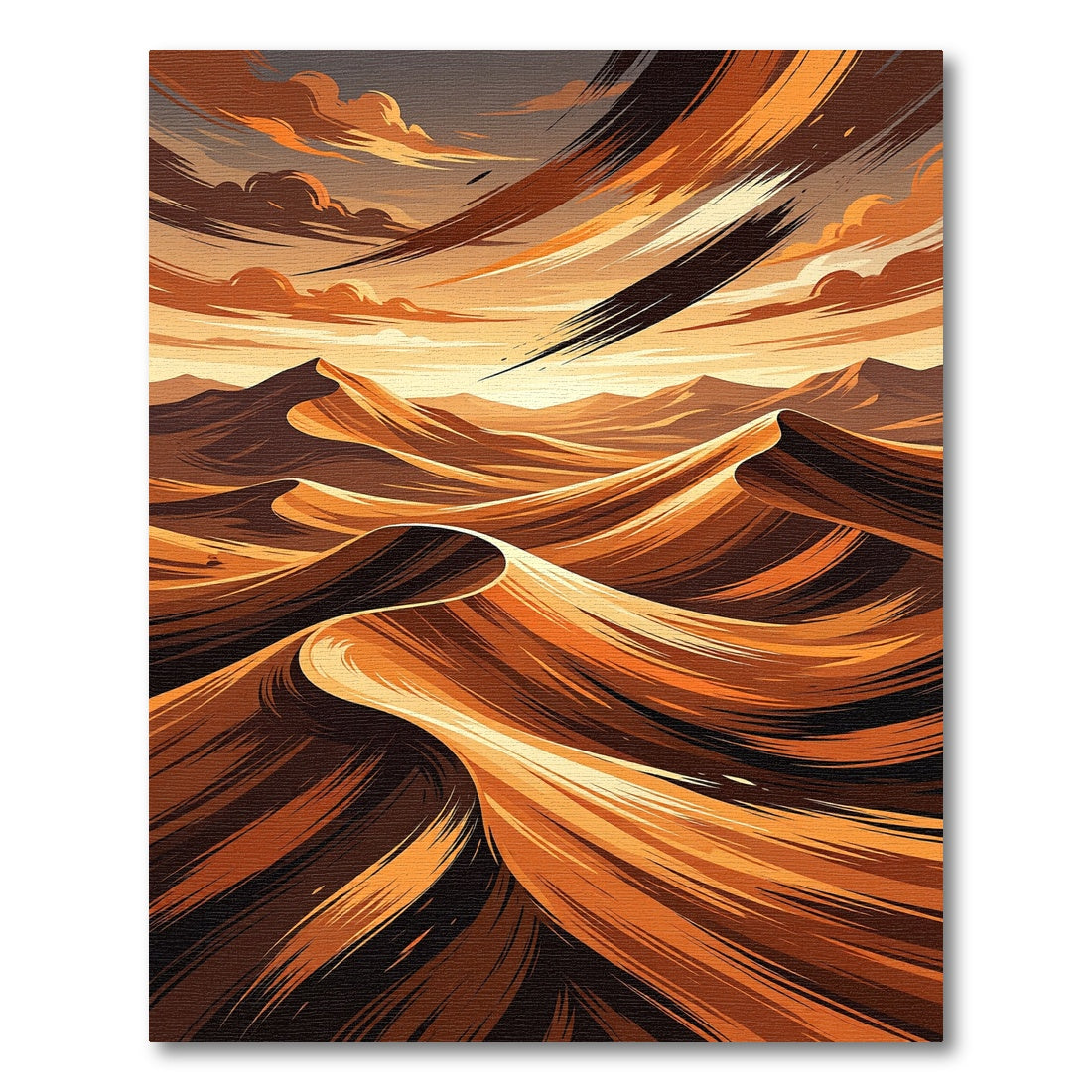 Golden Sandy Dune Waves Landscape Rug