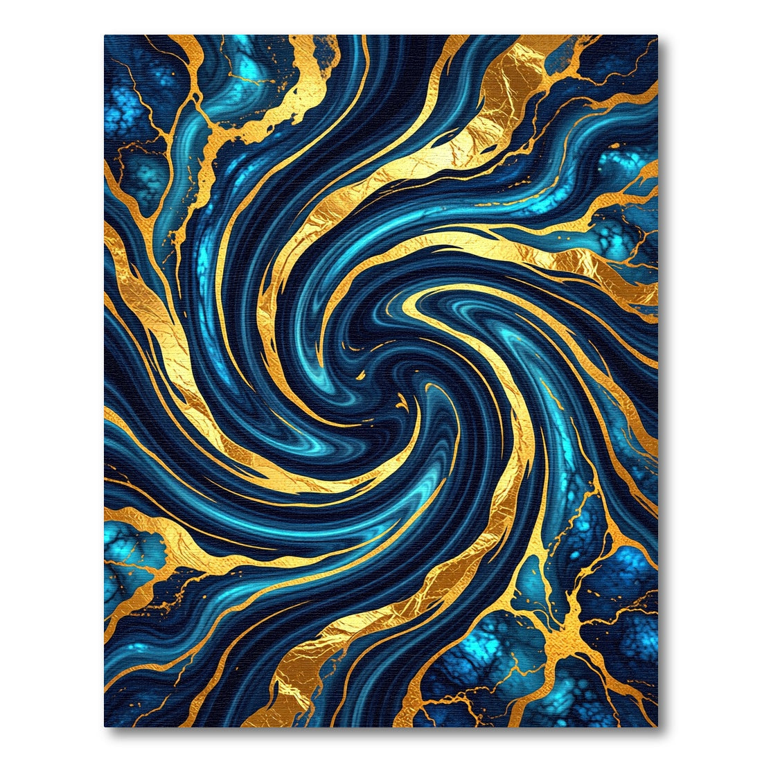 Luxury Navy Blue Gold Swirl Abstract Rug