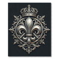 Silver Ornate Fleur-de-lis Royal Crest Rug