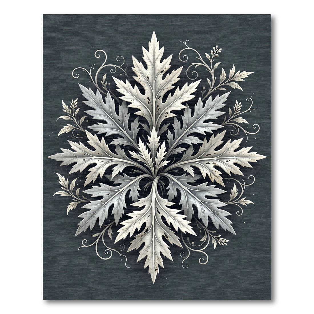 Silver Botanical Filigree Medallion Rug
