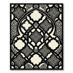 Elegant Monochrome Ornamental Filigree Medallion Rug