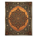 Ornate Amber Floral Medallion Scroll Rug