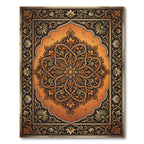 Ornate Amber Floral Medallion Scroll Rug