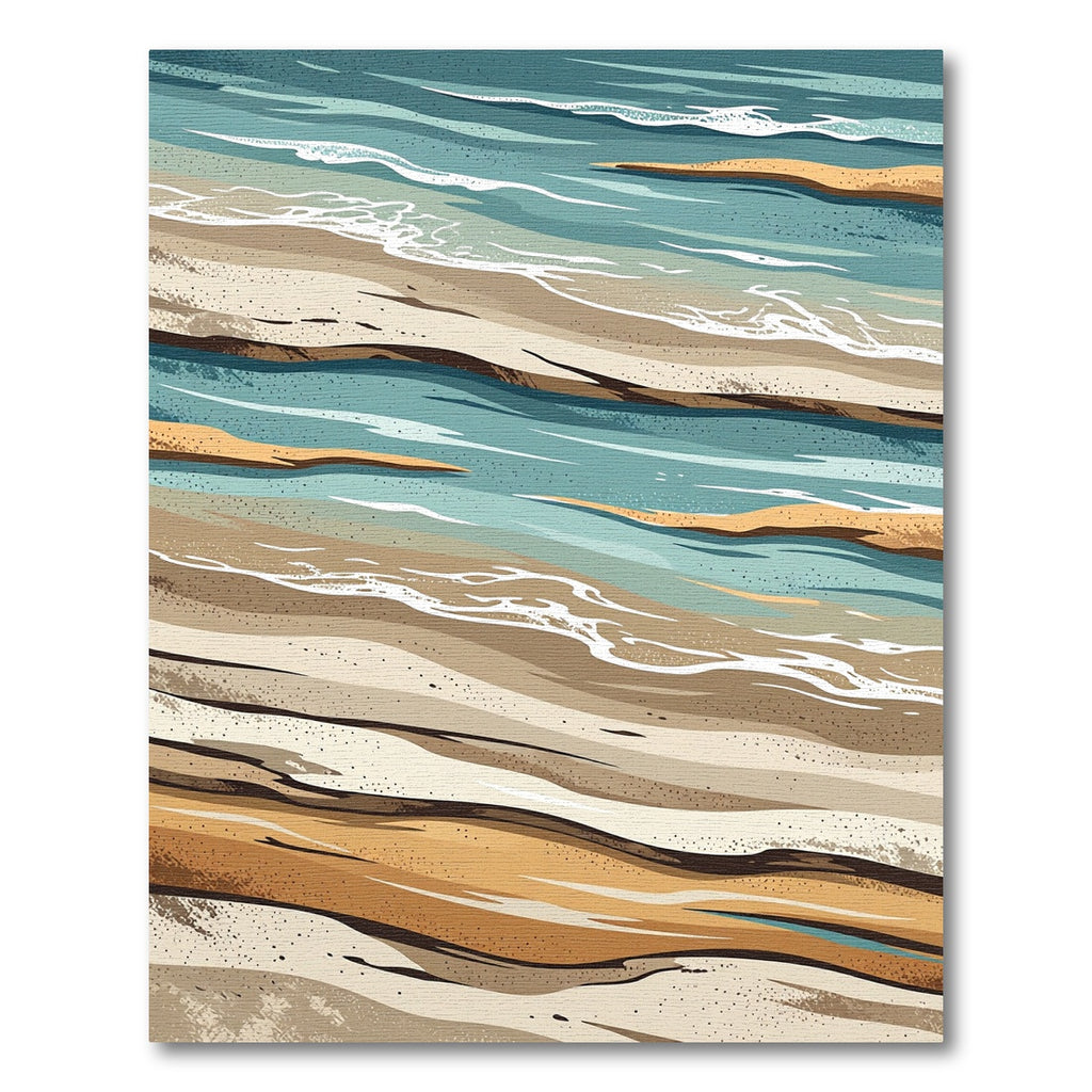 Coastal Abstract Teal Sand Waves Rug