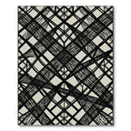 Abstract Intersecting Black Lines Linen Rug