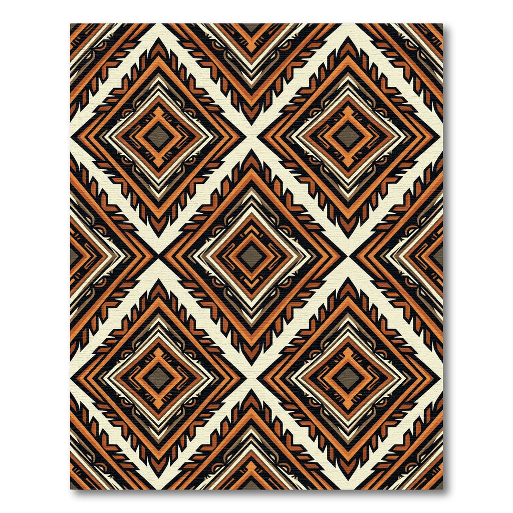 Earthy Geometric Diamond Tribal Rug