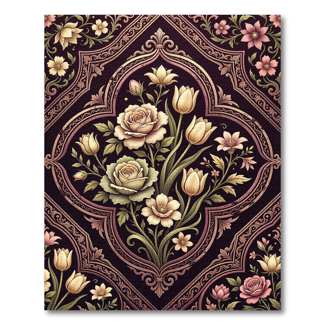 Vintage Floral Bouquet Medallion Rug