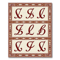 Burgundy Script Monograms Ivory Border Rug