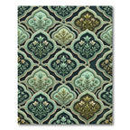 Green Floral Arabesque Lattice Rug