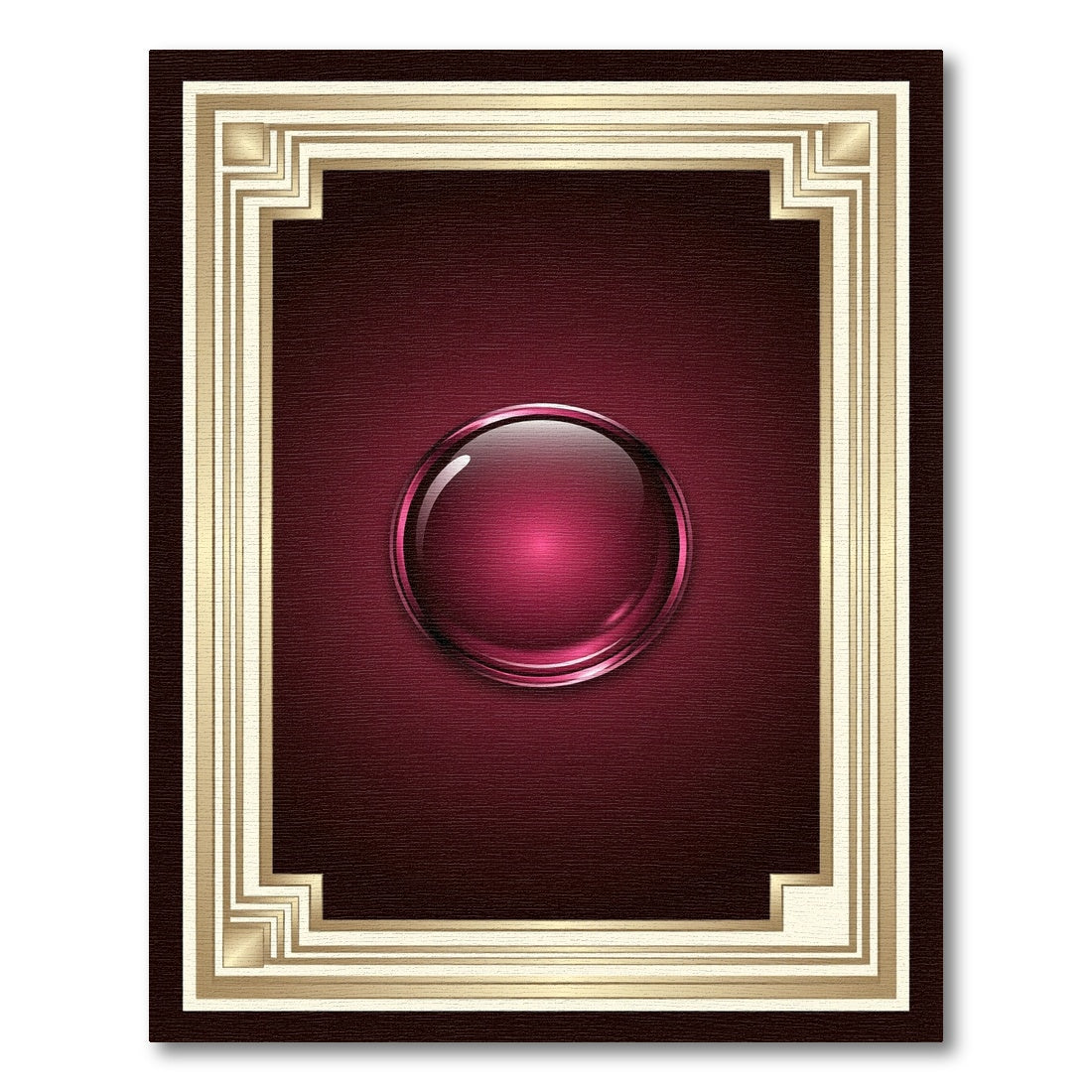 Elegant Burgundy Sphere Ornate Gold Frame Rug
