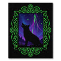 Neon Green Wolf Night Sky Rug