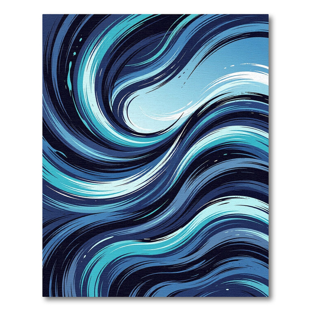 Ocean Swirl Abstract Navy Blue Wave Rug