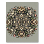 Elegant Floral Peony Mandala Medallion Rug