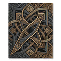 Ornate Gold and Charcoal Interlocking Scroll Rug