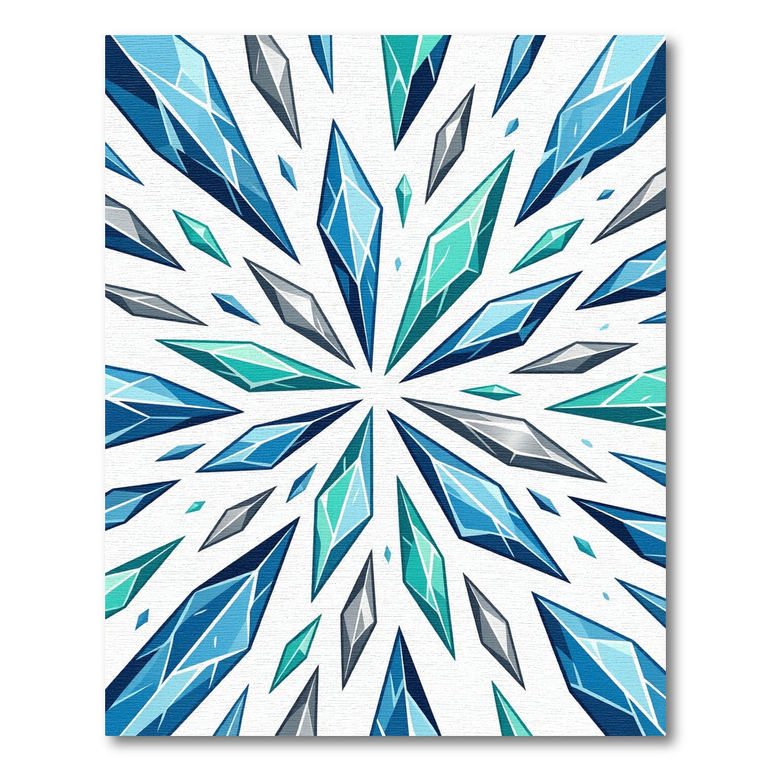 Radiant Blue Turquoise Geometric Crystal Burst Rug
