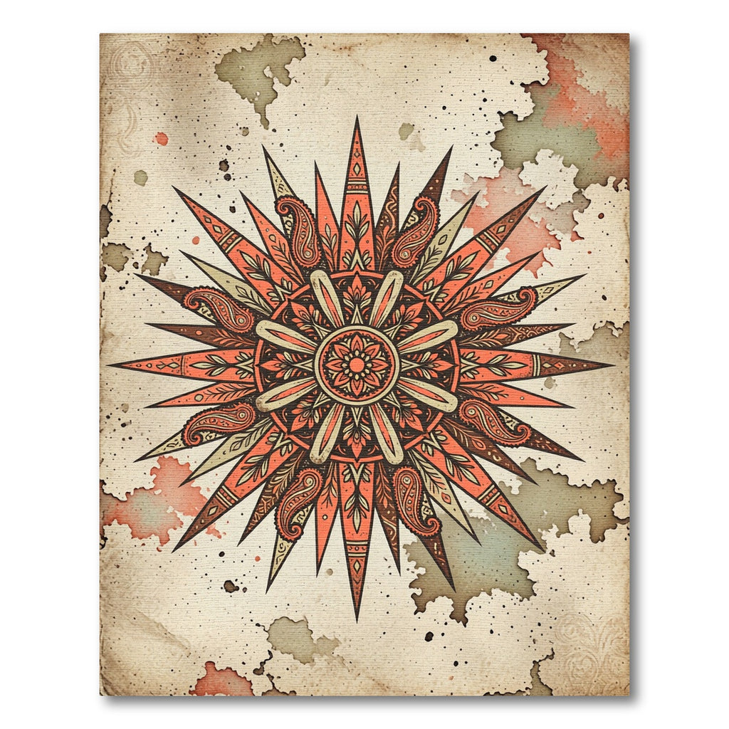 Terracotta Paisley Sunburst Medallion Rug