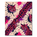 Vibrant Red Leopard Splatter Collage Rug