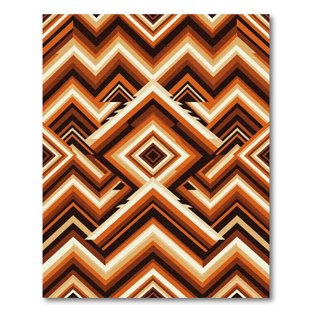 Mid Century Retro Geometric Chevron Rug