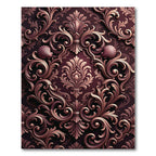 Ornate Damask Scroll Shell Burgundy Rug